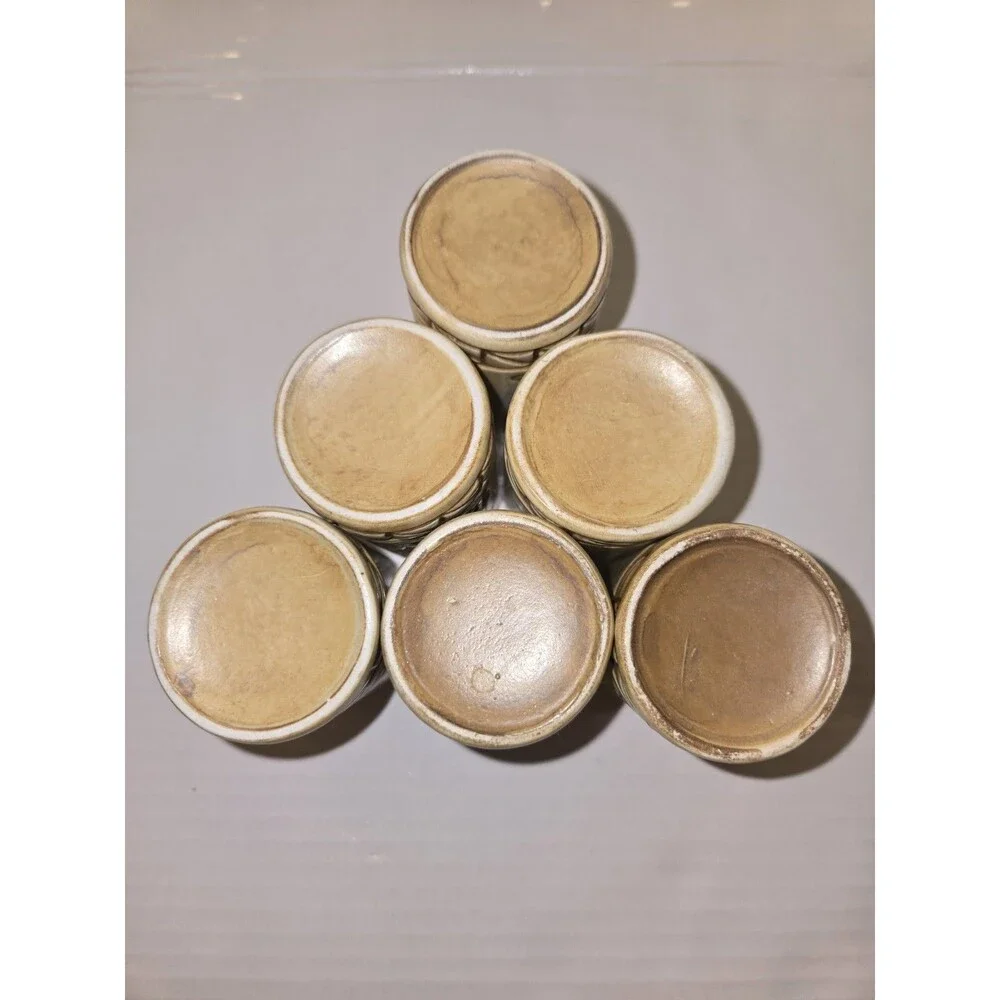 Vintage Dutch Holland Ceramic Shot Glasses Set of 6 Windmill Sailboat Folk Art